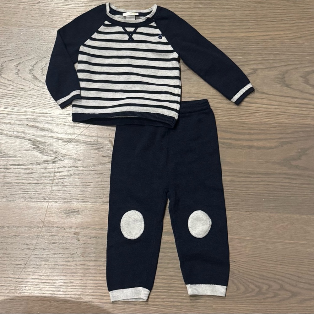 Bloomie’s Baby Navy and White Striped Top